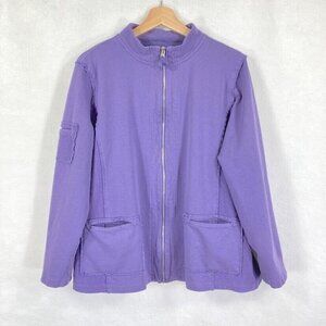 Coldwater Creek Lightweight Full Zip French Terry Jacket L Purple